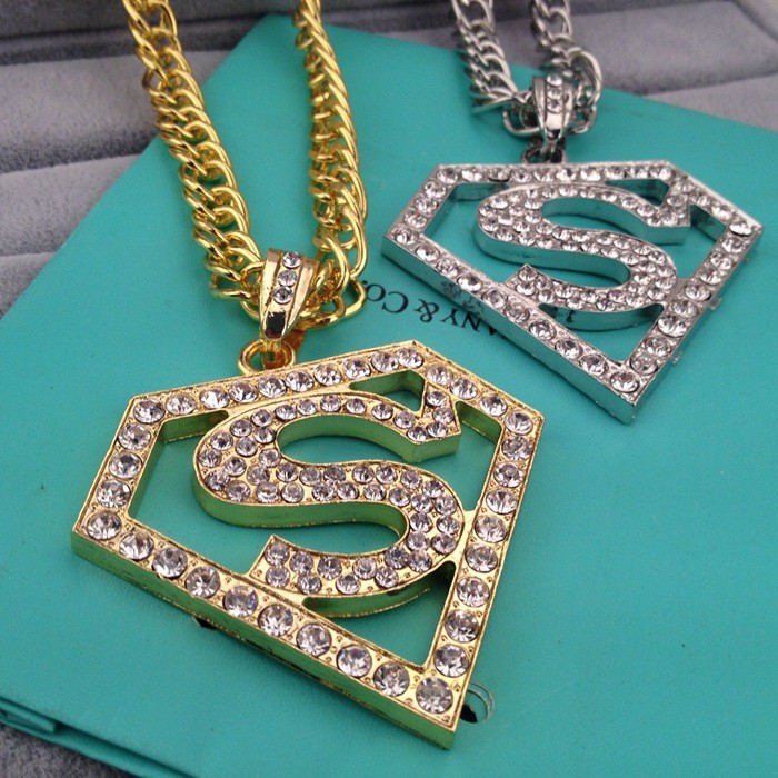 ยุโรปอเมริกันอินเทรนด์บูติก Star Street Hip-Hop เครื่องประดับ Superman โลโก้สร้อยคอ