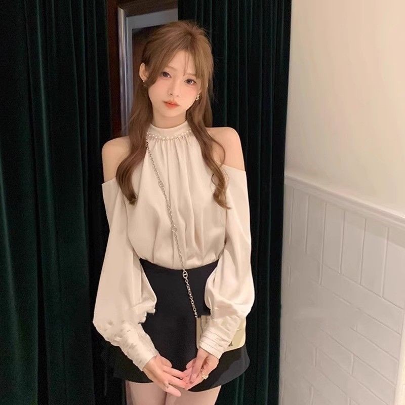 🧡LINNA🧡เวอร์ชั่นเกาหลี คอกลม สีทึบ แขนยาว เสื้อเชิ้ต แฟชั่น หวาน