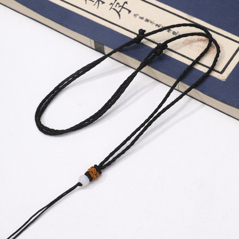 ลูกปัดสีขาวหัวเข็มขัดเชือกสร้อยคอ DIY เชือกถักด้วยมือจี้หินจี้เชือกแขวน - รูปที่ 4