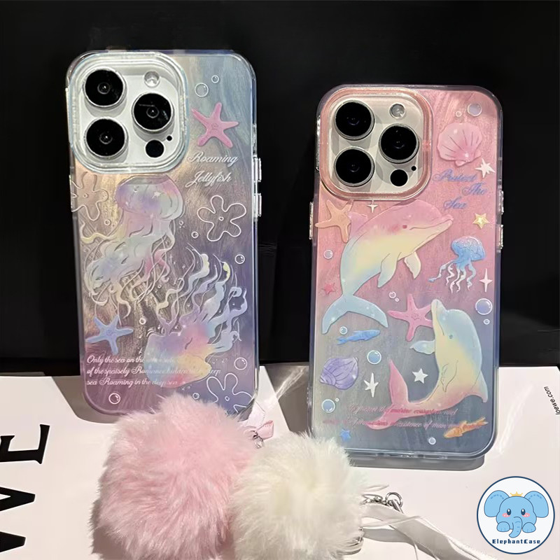 แฟชั่นแมงกะพรุนในฝันเคส OPPO A17 A38 A12 A7 A5s A58 A15 Reno 11 5 6 10 8T A3s A31 A5 A9 A98 A57 A31 A77 สร้อยข้อมือเคส