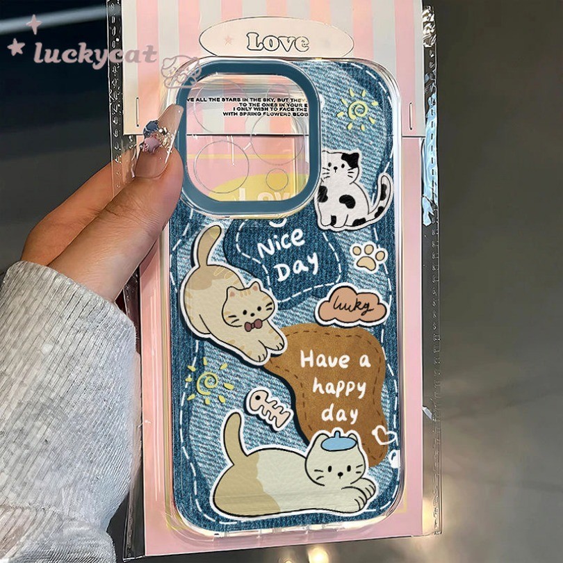 Iphone 16 15 14 13 12 11 Pro Max X XR XS Max 7 8 Plus SE2020 เคสโทรศัพท์การ์ตูนน่ารักคาวบอยแมวใสปกอ่อน