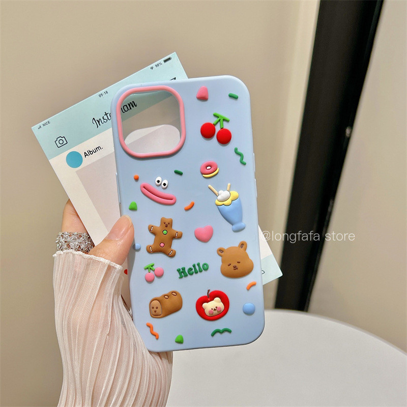 ซิลิโคนน่ารักเคสโทรศัพท์สำหรับ iPhone 15 14 13 16 PRO MAX 14pro 13pro 16pro 15pro 16PROMAX ฝาครอบป้องกัน Soft Simple CLEAR