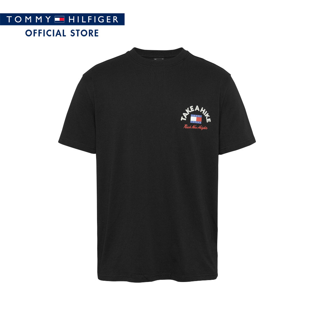 Tommy Hilfiger เสื้อยืด ผู้ชาย รุ่น DM0DM19704 BDS - สีดำ ทรง Regular Fit
