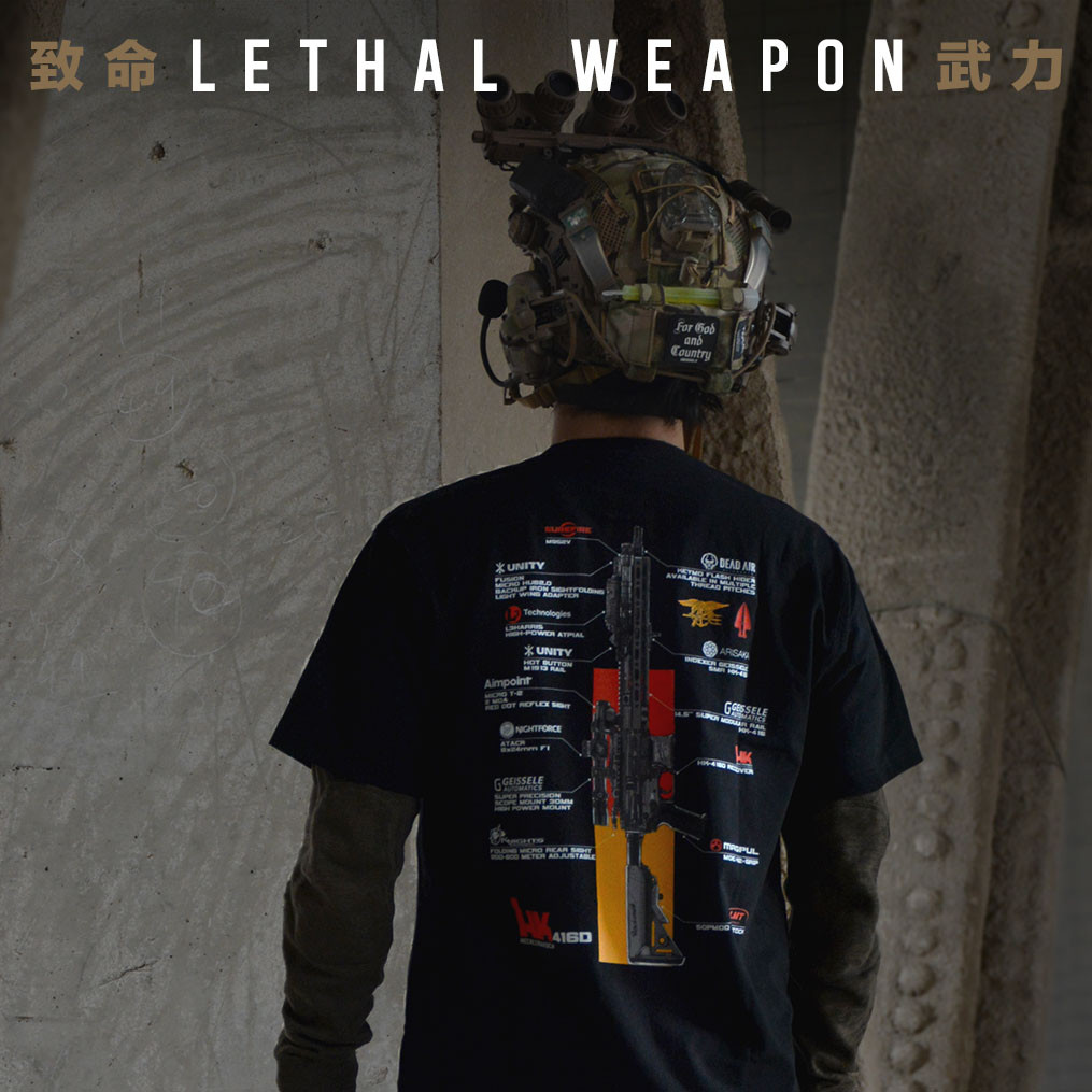 [คลังสินค้าพร้อม] Hk416 Lethal Force พิมพ์เสื้อยืด 200GSM ผ้าฝ้ายคุณภาพสูงลูกเรือคอยุทธวิธีทหารพัดลมแขนสั้น 1217