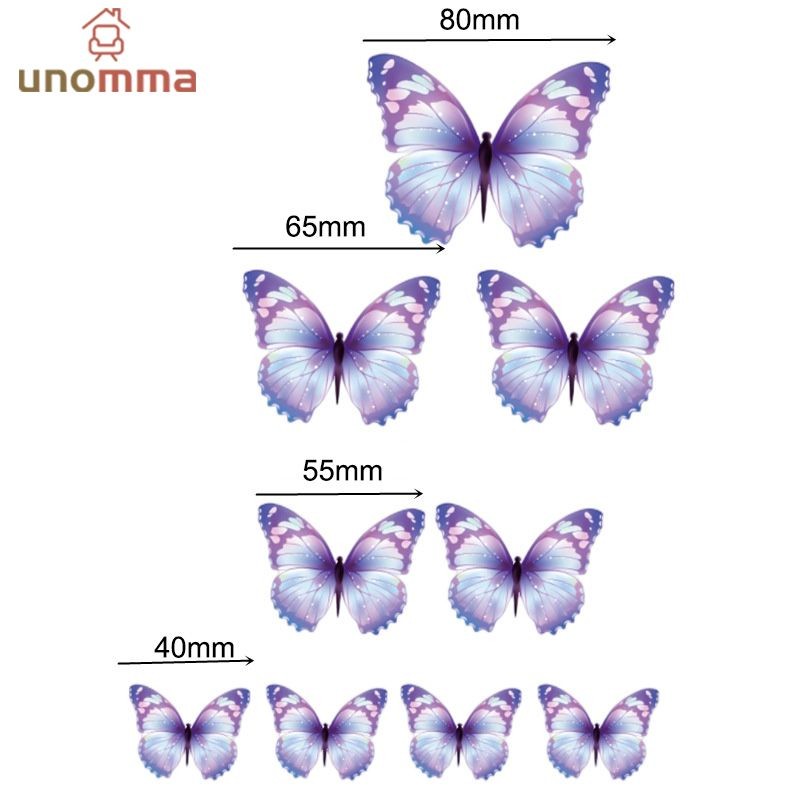 กระดาษเค้กวันเกิดเค้ก Toppers จำลองผีเสื้อชุดตกแต่งเค้ก unomma