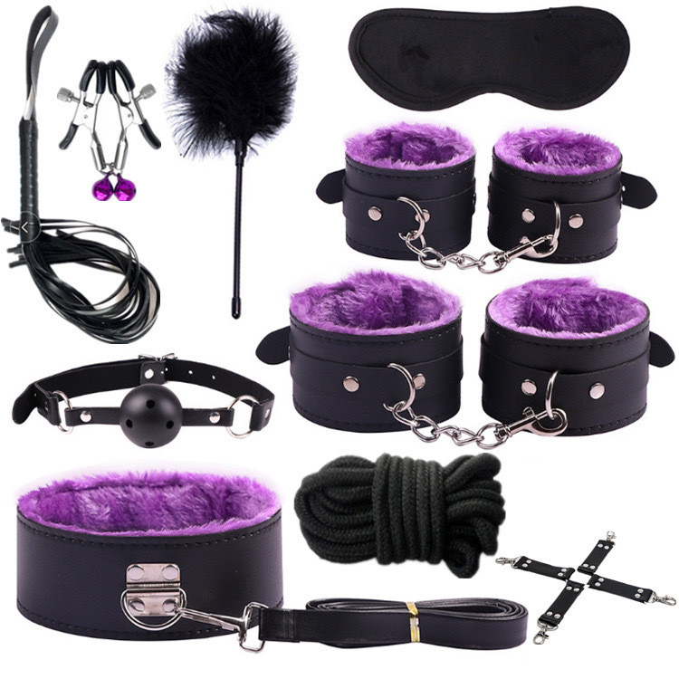 SM10 ชิ้นหนังเซ็กส์เซ็ต Plush Set Bound Bound คู่รักทางเลือกโต้ตอบคอสเพลย์