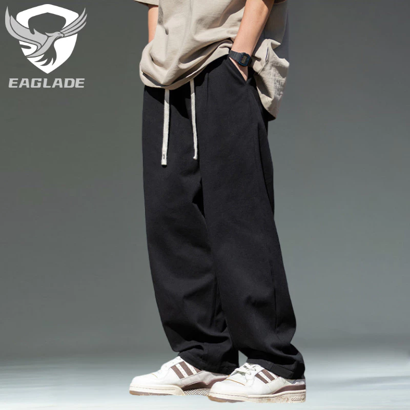 Eaglade Tactical Cargo Baggy Loose Pants for Men K2148 สีดํา B02