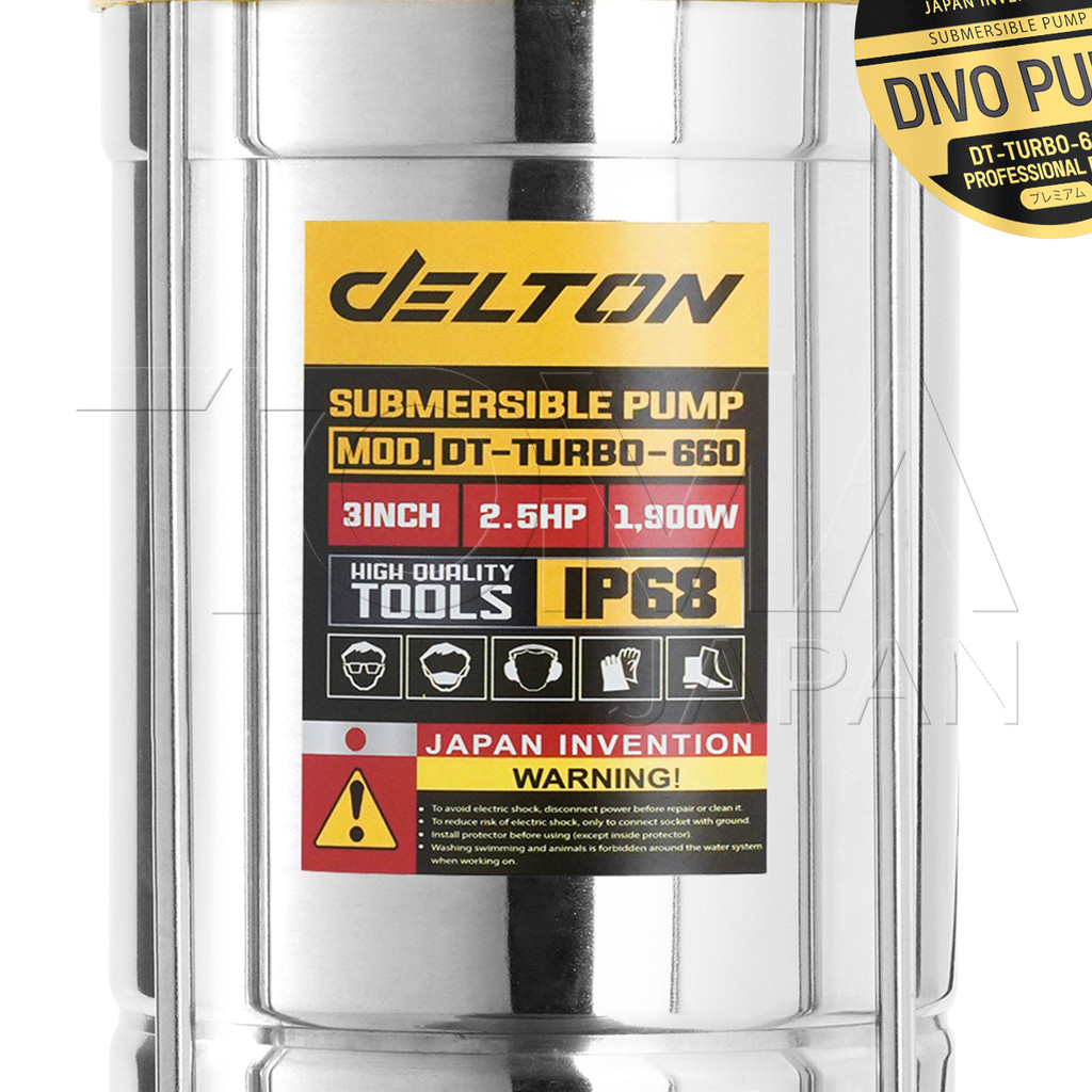 DELTON ปั๊มแช่สแตนเลส 3 นิ้ว 1,900W 2.5HP ไดโว่ Submersible Stainless Steel Pump รุ่นเทอร์โบงานหนัก DT-TURBO-660 (3นิ้ว) ราคา ถูกที่สุด ดีลบีเคเค แกลเลอรีภาพที่ 6