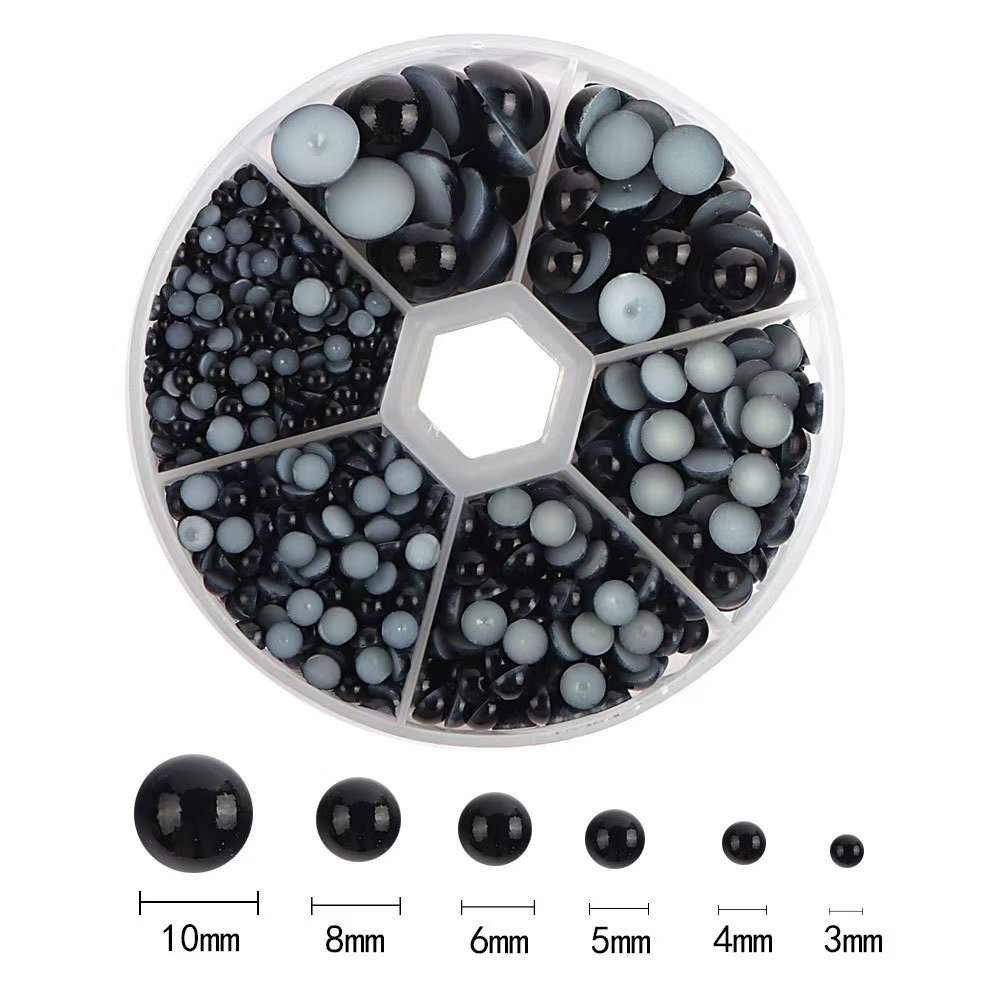 St.kunkka แพ็คละ 50-500 ชิ้น ขนาด2, 3,4,5,6,8,10,12,14 มม. ตาตุ๊กตา ไข่มุกสีดำแบบครึ่งวงกลม ใช้ด้ายเย็บติดตกแต่งตุ๊กตา - รูปที่ 3