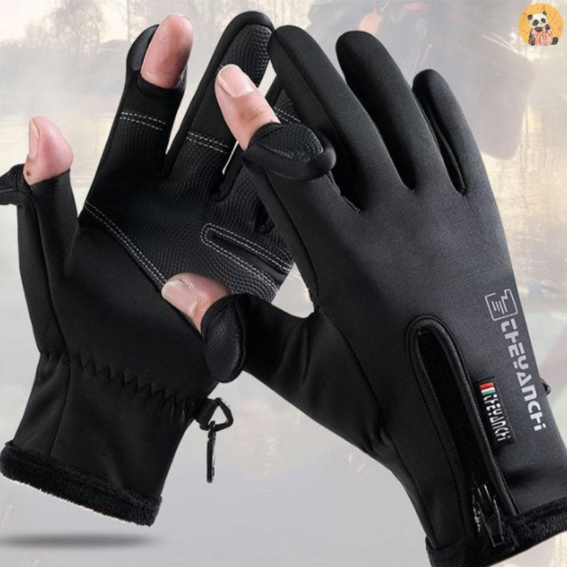 [CO] ถุงมือตกปลาฤดูหนาว 2 นิ้วพลิกกันน้ํากันลมขี่จักรยาน Angling ถุงมือ [TH]