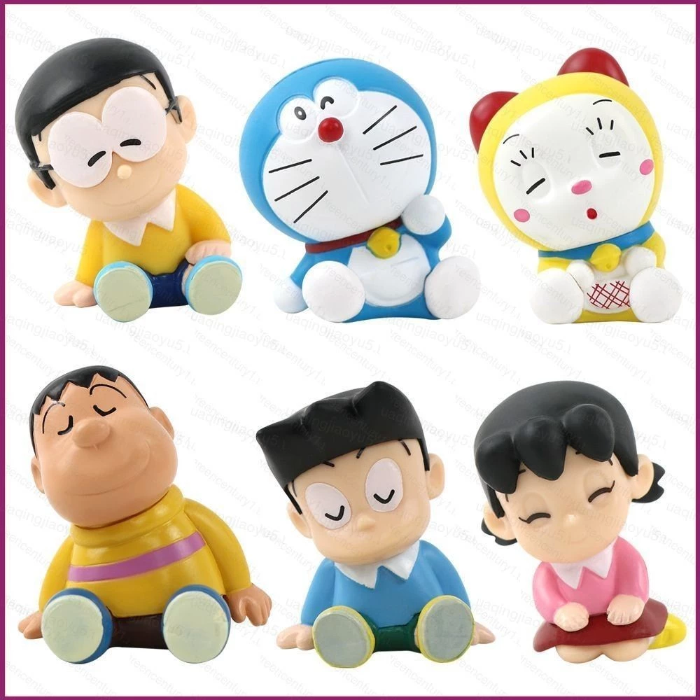 6 ชิ้น Doraemon Action Figure Noramyaako Big G Nobita Nobi Shizuka Minamoto Honekawa Suneo ตุ๊กตาตกแต่งรถ