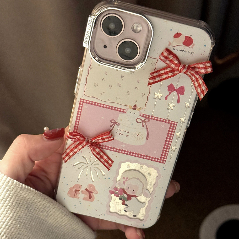 Huiwanju นุ่มน่ารักแกะ Han ins สําหรับ iPhone15ProMax เคสโทรศัพท์มือถือ iPhone13 รวมทุกอย่าง 15 ใหม่ 12 นุ่ม 14Promax เคสป้องกัน 14 ดอกไม้สาวผีเสื้อ