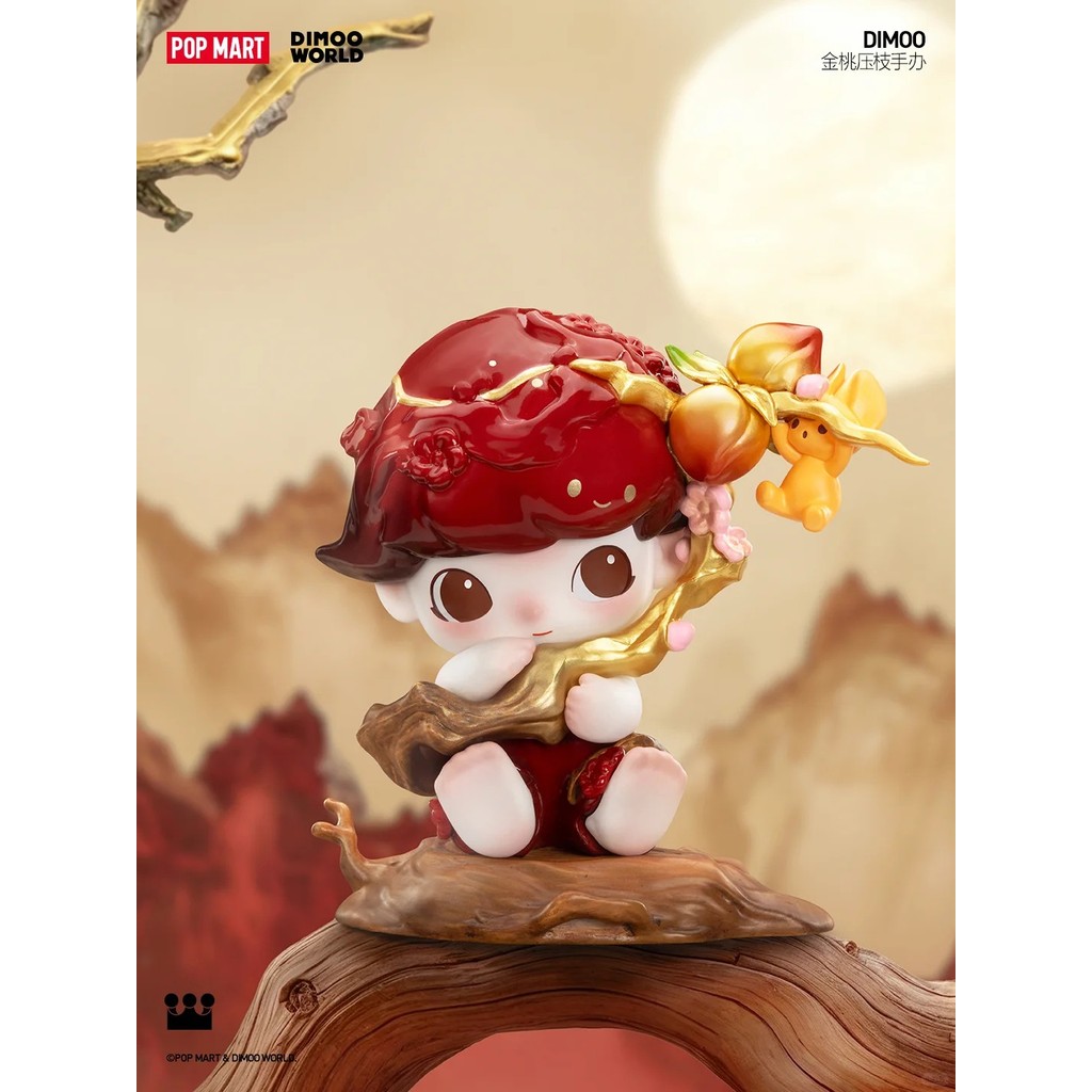 [Popmart] จุดแท้ Dimoo Golden Peach Pressed Hand-Handed Card Trendy Play Decoration Collection Gift