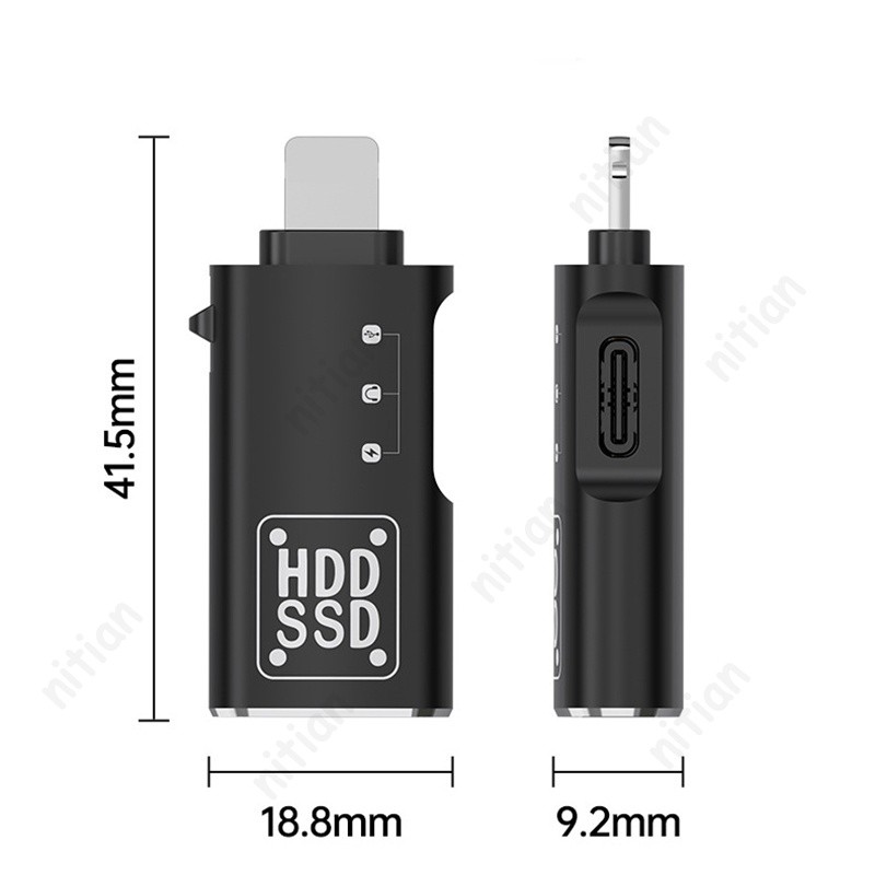 อะแดปเตอร์ OTG 2-in-1 Type C เป็น IOS อะแดปเตอร์แปลง OTG สําหรับตัวแปลงการชาร์จและถ่ายโอนข้อมูล