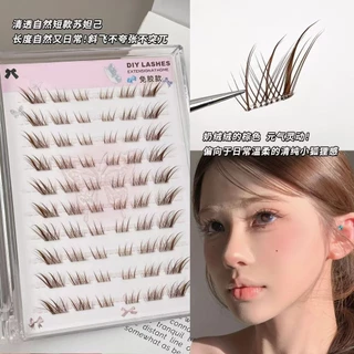Short Brown Fox Eye ขนตาปลอมคลัสเตอร์ - ไม่มีกาวขนตาติดด้วยตนเองสําหรับผู้เริ่มต้น, การออกแบบ Staggered, ช่างแต่งหน้ามืออาชีพแนะนํา