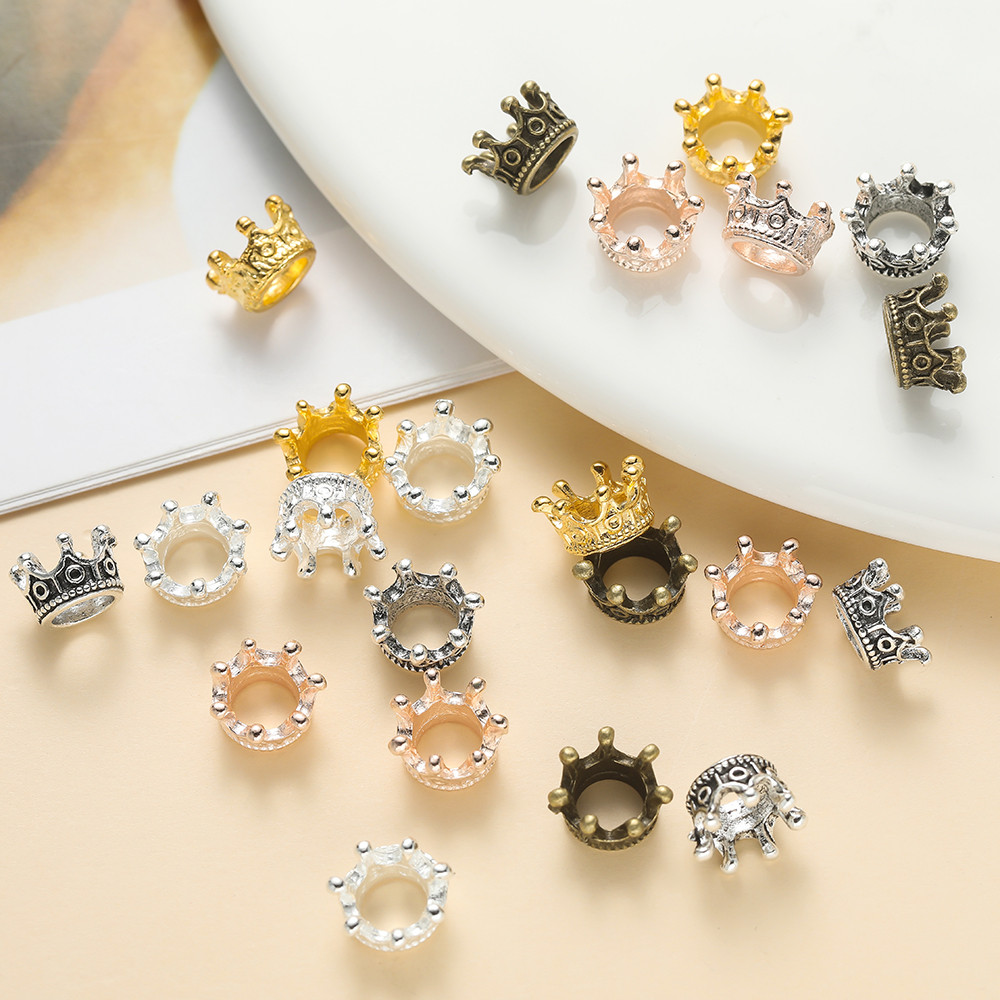 St. kunkka 50 ชิ้นจี้โลหะผสม Retro จี้มงกุฎสามมิติสําหรับเครื่องประดับ DIY