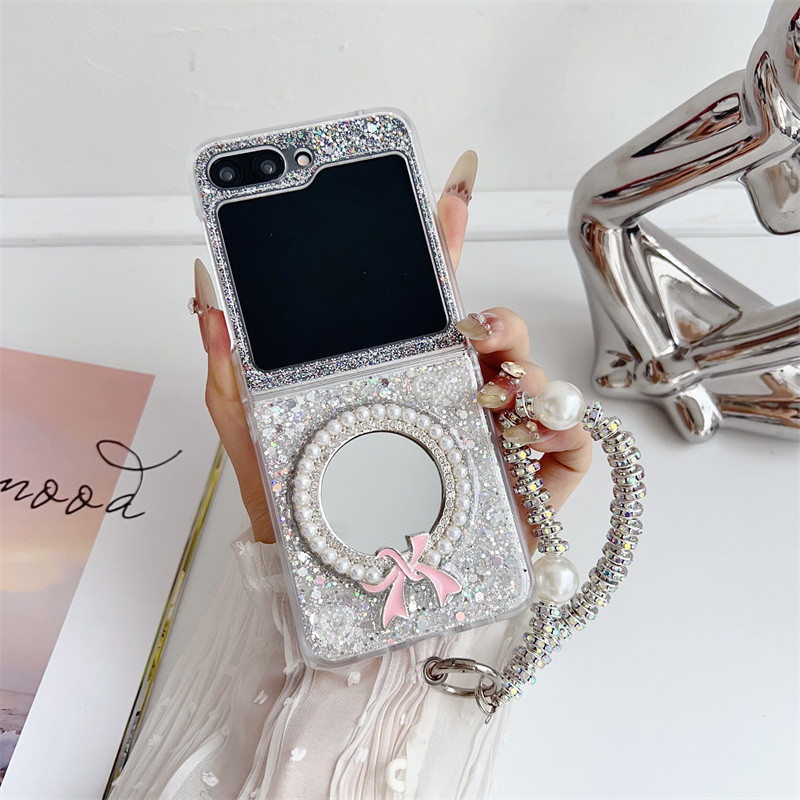 แฟชั่น Bling Glitter Bear Mirror Clear Case สําหรับ รูปที่ 4