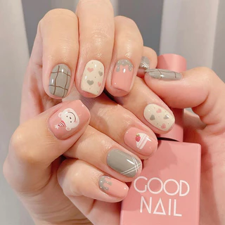รุ่นLuxnail FN44 พร้อมส่งเล็บปลอมสำเร็จรูปสไตล์มินิมอลลายน่ารักๆ ขนาดฟรีไซส์ 24 ชิ้นสุดคุ้ม