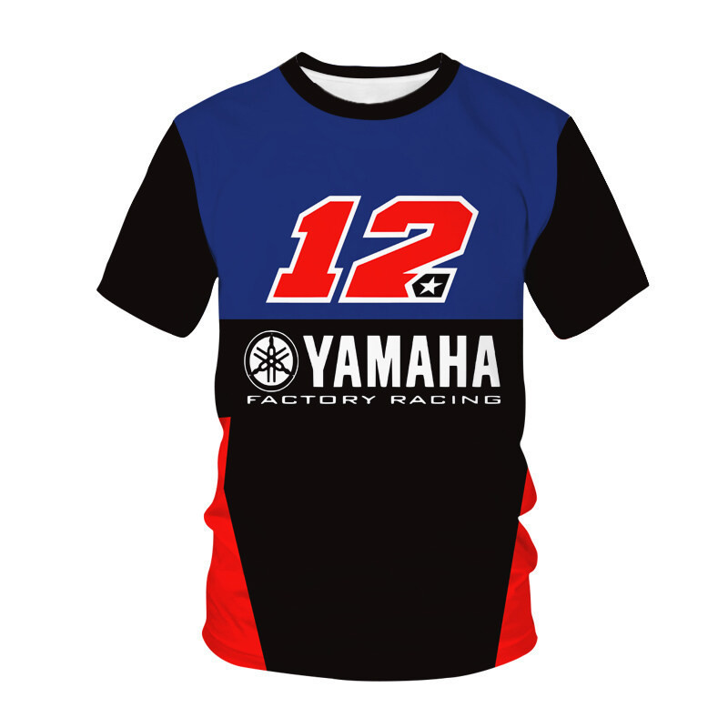 ผู้ชายผู้หญิงกีฬาลําลองขนาดใหญ่ O-คอ T เสื้อ Motorsport YAMAHA โลโก้รถ 3D พิมพ์ทุกวัน Streetwear