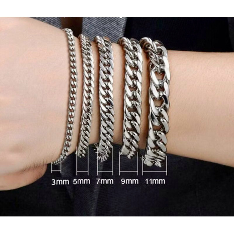 DABEL CHAIN รุ่นผู้ชาย BRACELET READY TO CHOOSE BRACELET WIDTH 3MM 5MM 7MM 8MM 9MM 11MM