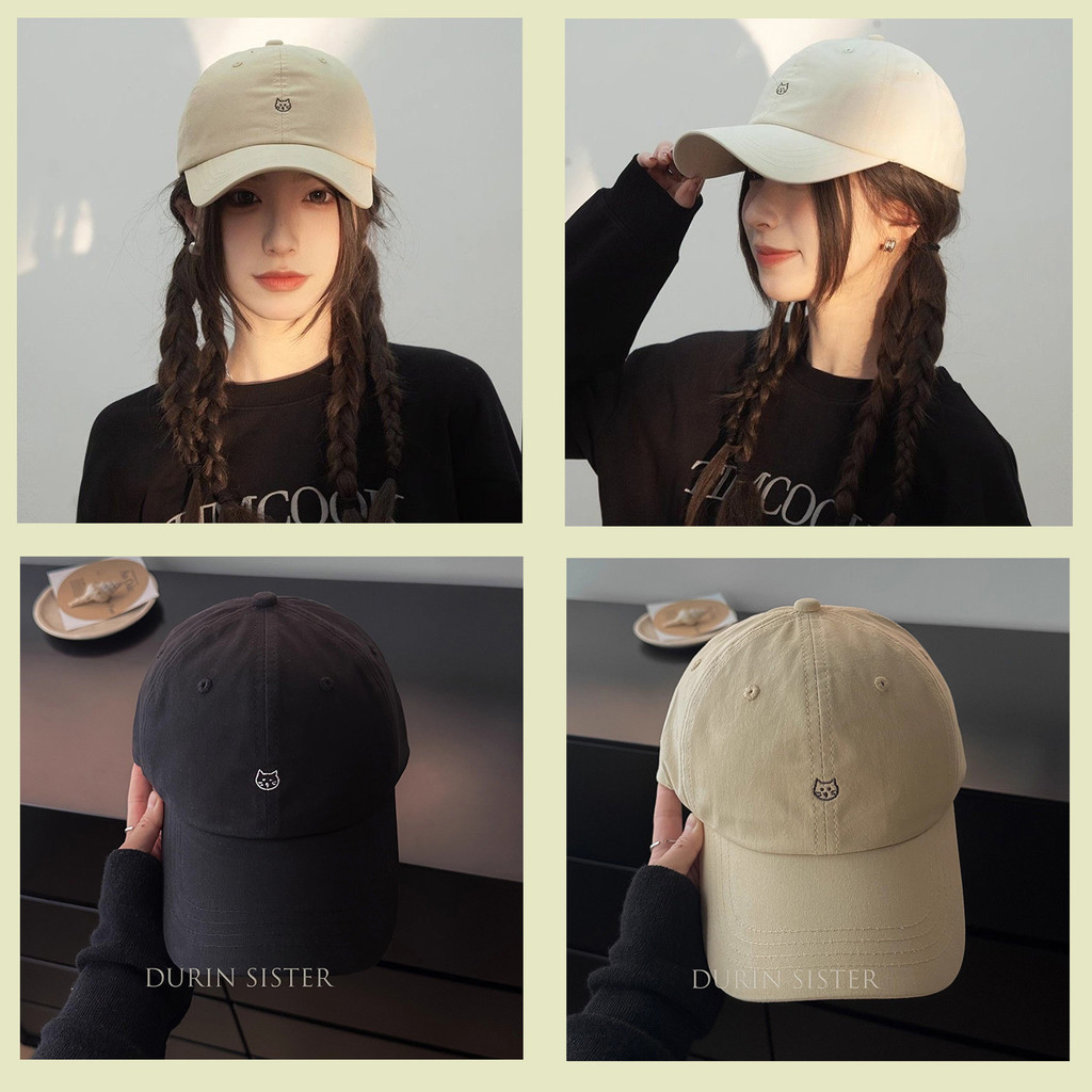 สีชมพูลูกแมวน่ารักหมวกเบสบอลผู้หญิงฤดูใบไม้ผลิญี่ปุ่นอเนกประสงค์ อิน การ์ตูนปักหมวกเบสบอลฤดูร้อนเวอร์ชั่นเกาหลี - รูปที่ 3