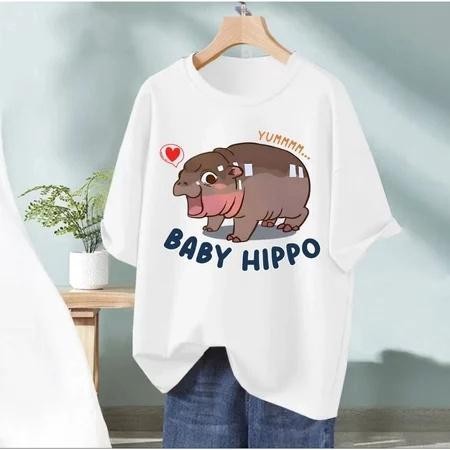 เสื้อหมูเด้ง Moodeng hippo เสื้อลายฮิปโปน่ารัก ฮิปโป แคระ หมู เด้ง T-shirt