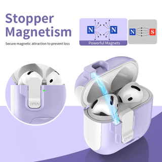 ล็อคหูฟังสําหรับ Airpods 4 Anc Pro 2 3 1 Pro2 Airpod Case ฝาครอบเอียร์บัดแม่เหล็กพร้อมเชือกเส้นเล็กปลอกกันกระแทก