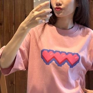 (จัดส่งตลอด 24 ชั่วโมง) oversize เสื้อยืดสไตล์ญี่ปุ่น Love collection เนื้อผ้านุ่มใส่สบาย COTTON100%