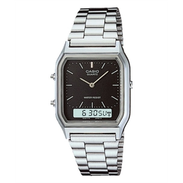 CASIO นาฬิกาข้อมือ CASIO รุ่น AQ-230A-1DHDF วัสดุสเตนเลสสตีล สีดำ