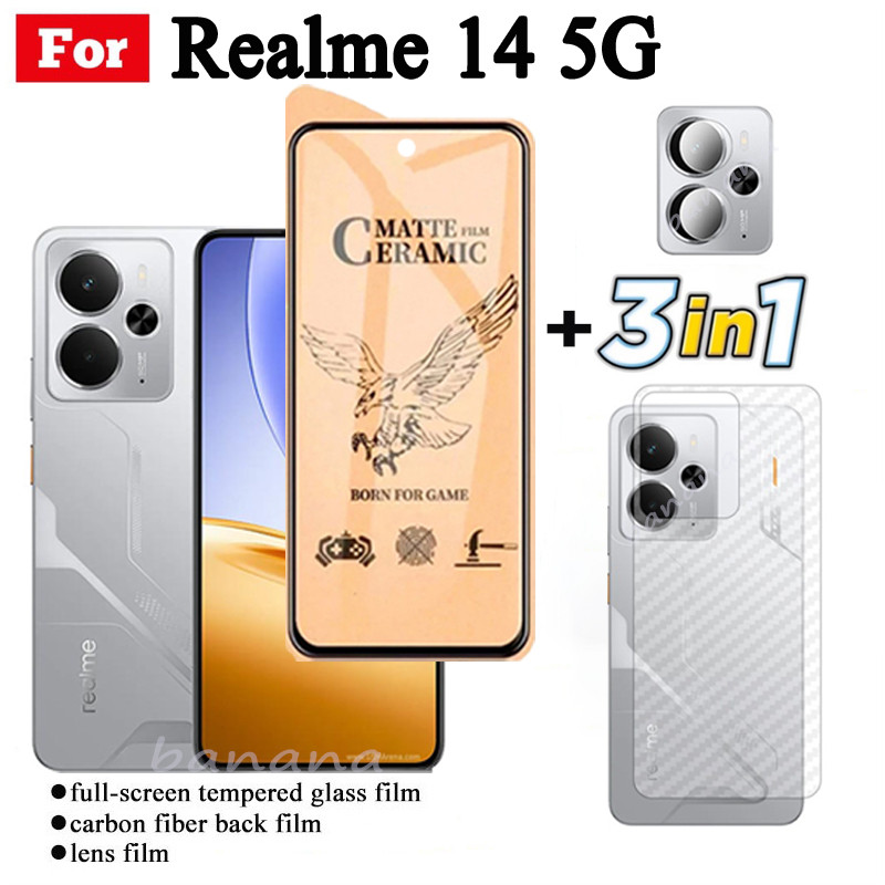 3 IN 1 Realme 14 5G เซรามิคกระจกนิรภัยสําหรับ Realme 14X Realme 13 5G 13 + Realme 12 5G 12 + 12X เลนส์กล้องกระจกป้องกันหน้าจอและฟิล์มด้านหลัง