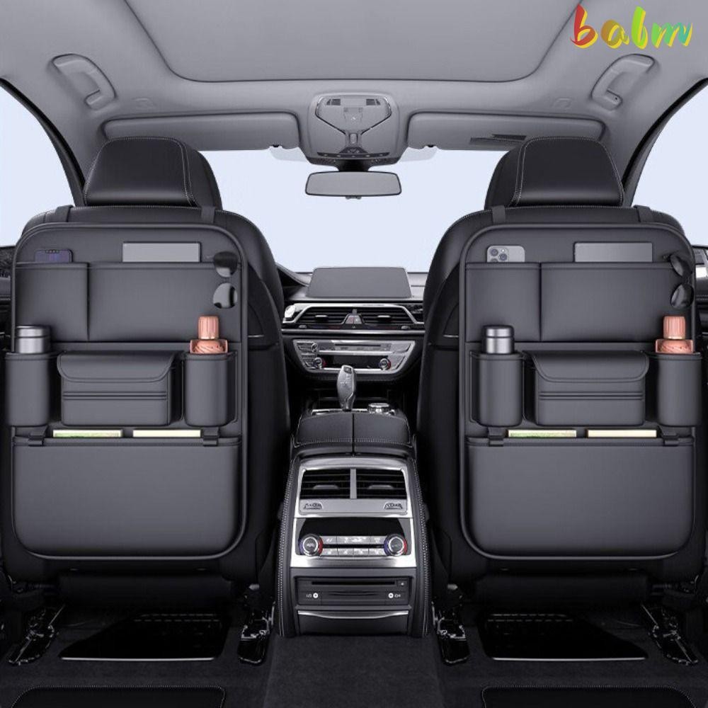 ยาหม่อง กระเป๋าเก็บของหลังเบาะรถยนต์, ที่เก็บเบาะหลังรถกันน้ํา 6 กระเป๋า, ที่วางแก้วน้ําในรถมัลติฟังก์ชั่นหนัง ปู่ ทนต่อการสึกหรอ