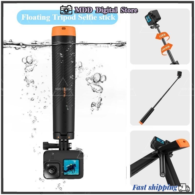 TELESIN ไม้พยุง ไม้เซลฟี่ใต้น้ํา ขาตั้งกล้องเข้ากันได้กับ Gopro/Insta360 X5/DJI