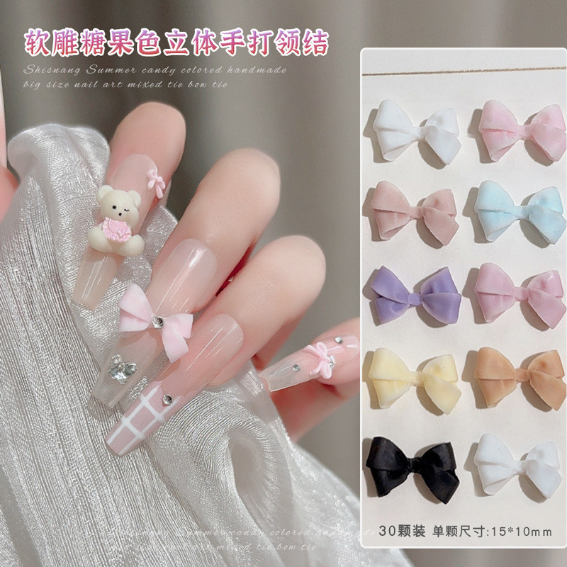 Frosted Bow Nails Accessories Bow Tie Wearing Nail Accessories
