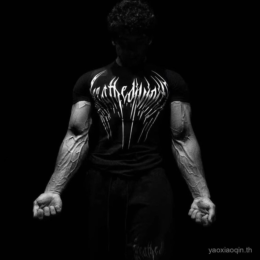 AYA เสื้อยืดแขนสั้นสไตล์อเมริกัน Dark Venom กีฬาสำหรับผู้ชาย ฟิตเนส กล้ามเนื้อ ยืดหยุ่นสูง