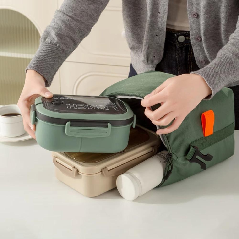 กระเป๋าหุ้มฉนวนคีย์อูลความจุขนาดใหญ่ออกแบบที่เรียบง่ายกล่องอาหารกลางวันกระเป๋าแบบพกพามือแบกถุงเก็บพับเก็บได้นักเรียน - รูปที่ 3