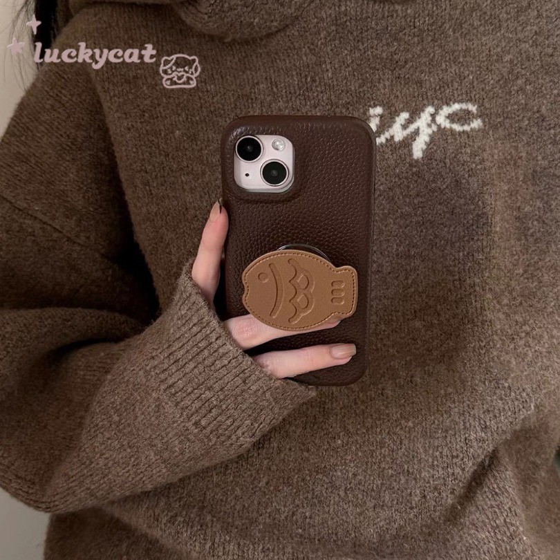 เข้ากันได้กับ iPhone 16 15 14 13 12 11 Pro Max X Xr Xs Max 7 8 Plus SE2020 เคสโทรศัพท์ Ins น่ารักหนังเรียงรายวงเล็บปลานุ่มปกหลัง