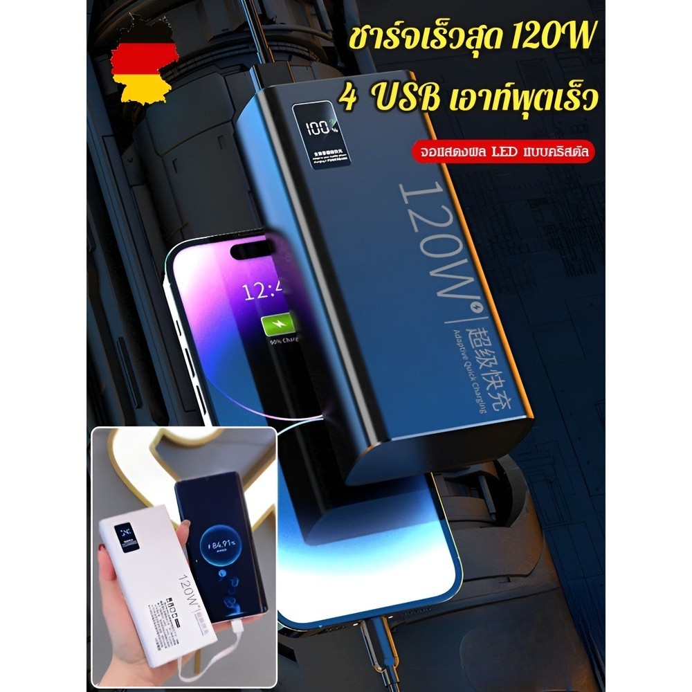 ชาร์จเร็ว 120w แหล่งจ่ายไฟมือถือ พาวเวอร์แบงค์ แท็บเล็ต การชาร์จเร็วแบบโปรโตคอลต่างๆ แบตเตอรี่ความจุขนาดใหญ่ มีสไตล์และสวยงาม ที่ชาร์จแบบพกพา การเดินทาง รองรับโปรโตคอลของ Huawei