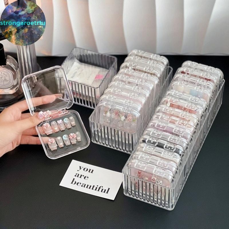 Strongaroetrtu Nail Art Storage Box Wearing Armor Display Box Nail Tips Collection Nail Works Organi