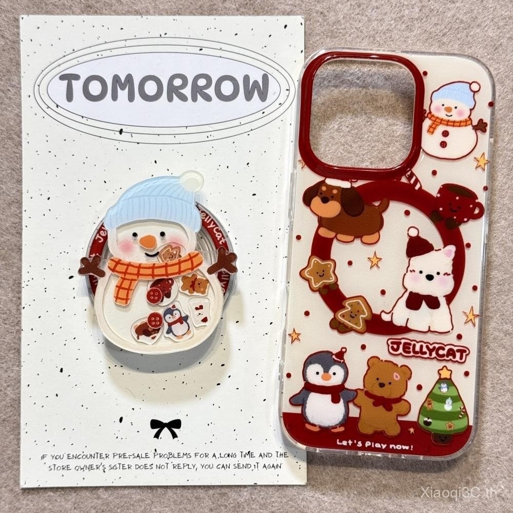 เคสโทรศัพท์สำหรับ iPhone 7 8 x XS XR xsmax 11 12 13 14 15 16 Pro Max PLUS ถือมือหมีเพนกวินโยกตัวยึดแม่เหล็กหุ้มทั้งเครื่องป้องกันการตกหล่นเคสนิ่มเคสเคส kryz