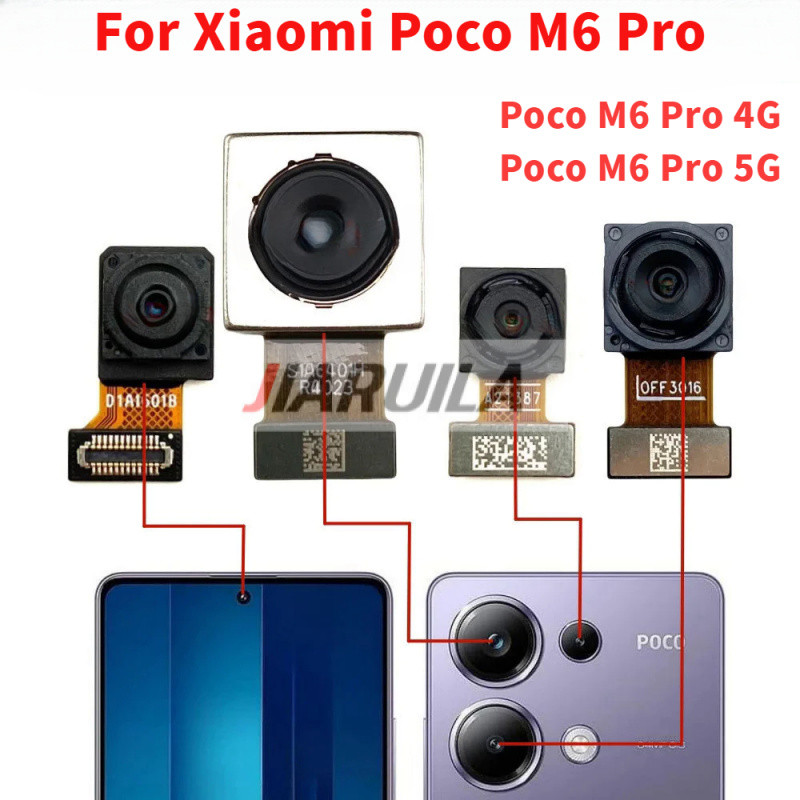 กล้องสําหรับ Xiaomi Poco M6 Pro M6Pro 4G 5G กล้องหลักด้านหลัง + กล้องด้านหน้า Flex Cable Replacement