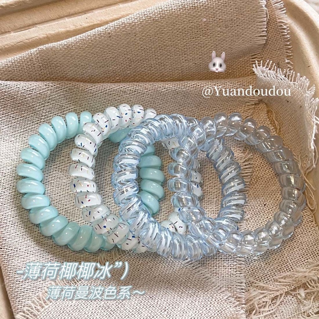 4 ชิ้น/เซ็ต Blue Spiral Hair Band Girly ยืดสูง Hiar Tie แฟชั่นอุปกรณ์เสริมผม