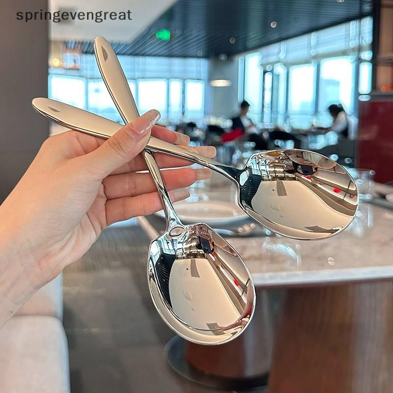 Springevengreat สแตนเลสหัวใหญ่รอบช้อนสุทธิสีแดง Golden Dinner ด้ามยาวกวนช้อนขนมหวานสําหรับอุปกรณ์ครัว Gadgets Springevengreat