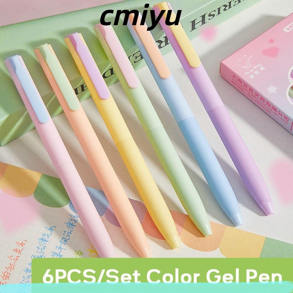 Cmiyu 6 ชิ้น/เซ็ตปากกาเจลสี, 0.5 มม.หมึกสีเขียนเรียบปากกาเป็นกลาง, คุณภาพสูงกดประเภท Fine point Ball-point ปากกานักเรียน