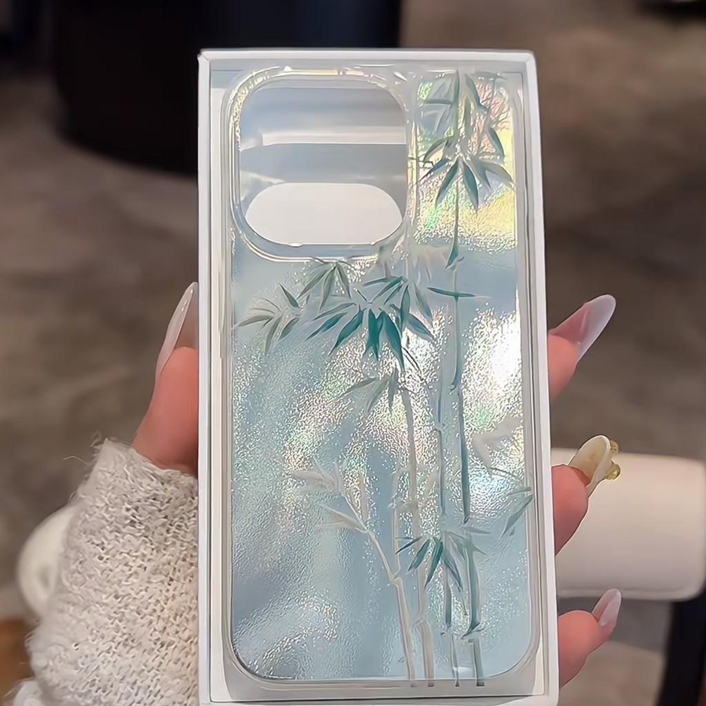 บทกวีสไตล์จีนไม้ไผ่เหมาะสําหรับ แอปเปิล 15โปรแม็กซ์ เคสโทรศัพท์ ไอโฟน14 สไตล์ใหม่ 13/12 กันกระแทก 11 นุ่ม