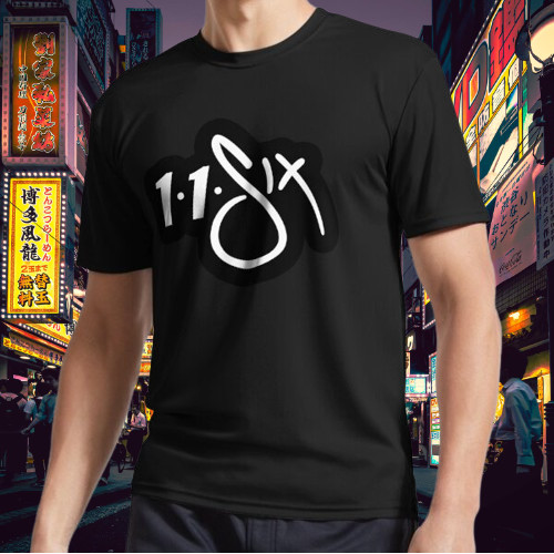 116 Logo White On Black Active T-Shirt Funny Logo Tee Mens T-Shirt