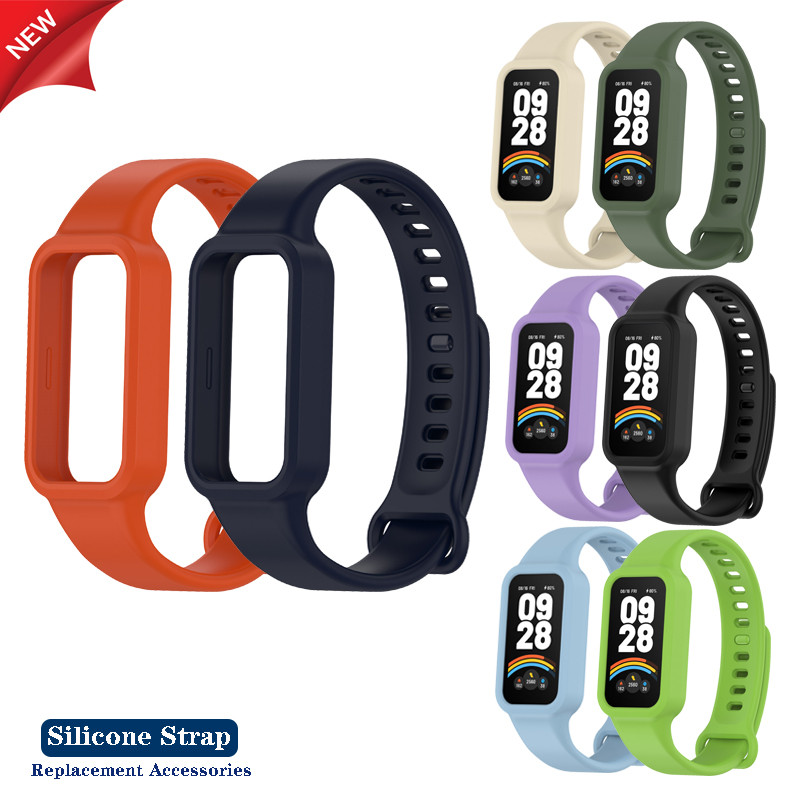 สําหรับ Redmi Band 3 สายรัดซิลิโคนสําหรับ Xiaomi Band 9 Active 12Colors สายรัดข้อมือและเคสป้องกัน