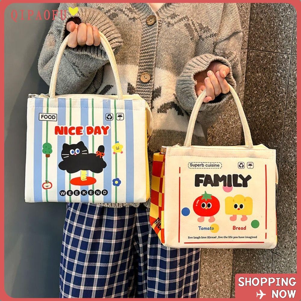 Qipaofu กล่องอาหารกลางวัน,การ์ตูนแบบพกพาถุงอาหารกลางวันความร้อน,น่ารัก Capybara Insulated Tote Bag สําหรับผู้หญิงสาวเด็ก