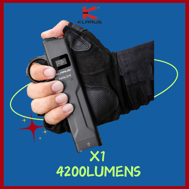 Klarus Ultra Slim ไฟฉายยุทธวิธี FlatTac X1 4200Lumens Rechargebale Bulit-In แบตเตอรี่