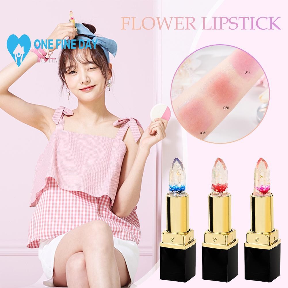 ลิปสติกดอกไม้เจลลี่เปลี่ยนสียาวนานชุ่มชื้นบาล์มริมฝีปาก Rosetimes E8y4