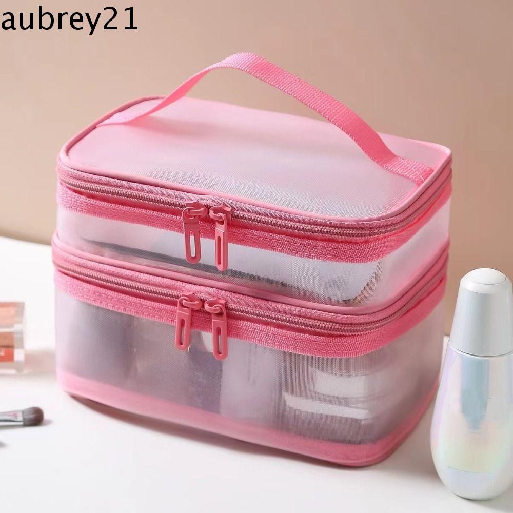 Aubrey1ตาข่ายกระเป๋าเครื่องสําอาง,ซิป1/2/3ชั้นถุงเก็บสองชั้น,กระเป๋าล้างสบายๆกรณีเครื่องสําอางมุมมองโปร่งใสกระเป๋าแต่งหน้ากลางแจ้ง